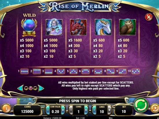 Rise of Merlin slot game image