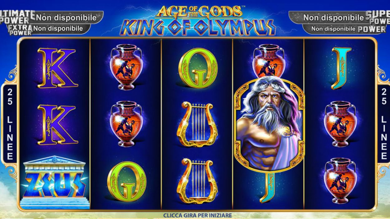 Title screen for Age Of The Gods King Of Olympus Slots Game