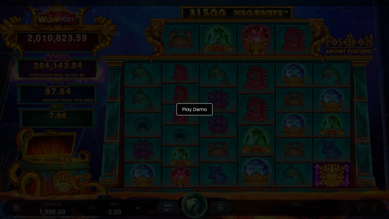 Ancient Fortunes: Poseidon WOWPot Megaways slot game demo image