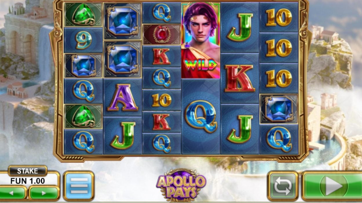 Title screen for Apollo Pays Megaways slot game