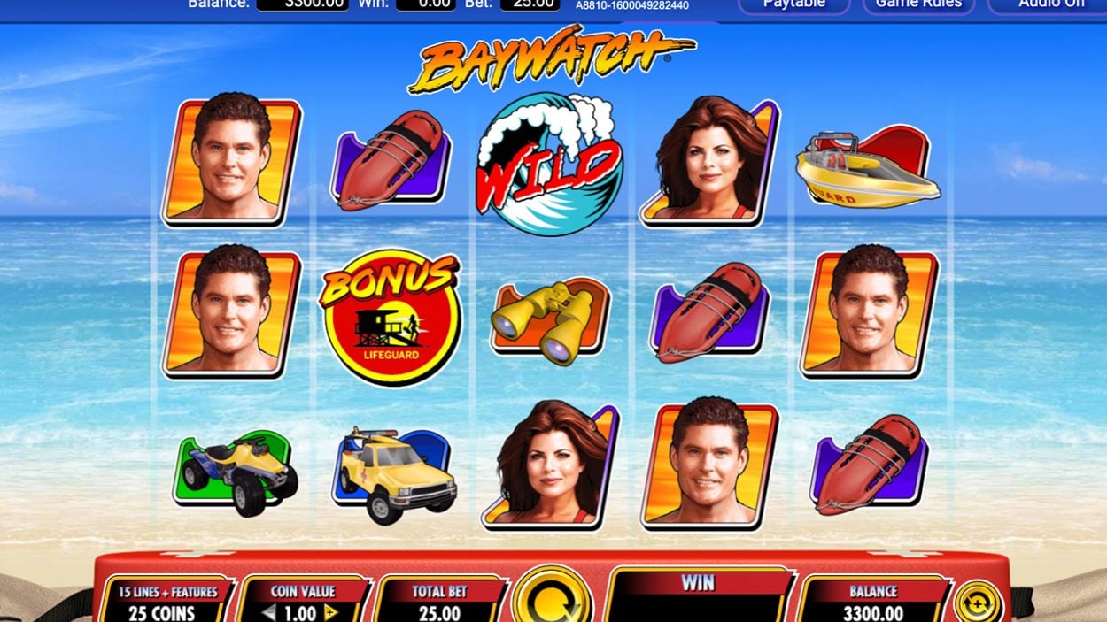 Title screen for Baywatch slot game