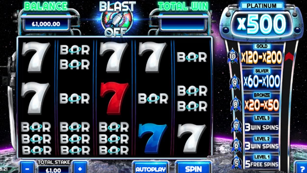 Title screen for Blast Off slot game