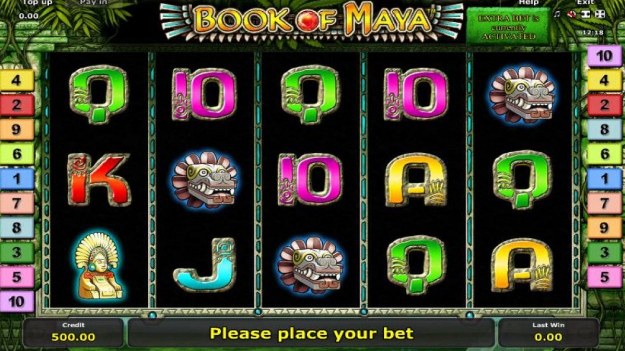 Title screen for Book of Maya slot game