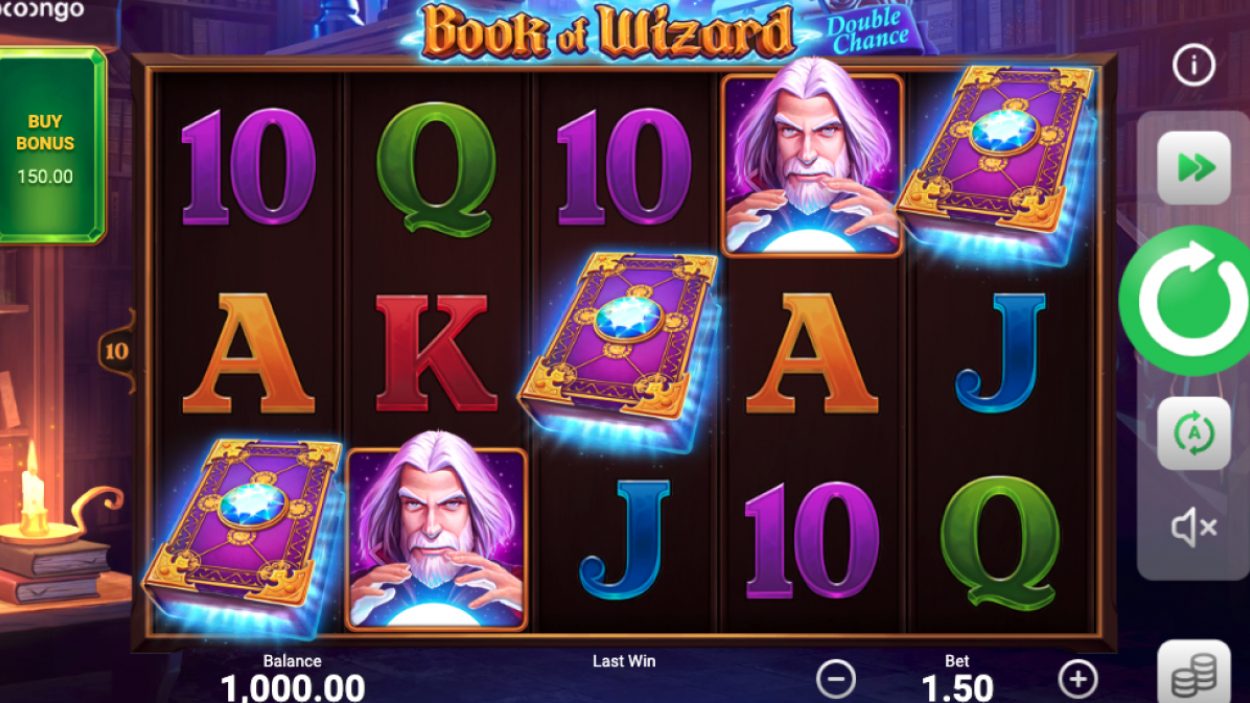 Title screen for Book of Wizard Double Chance slot game