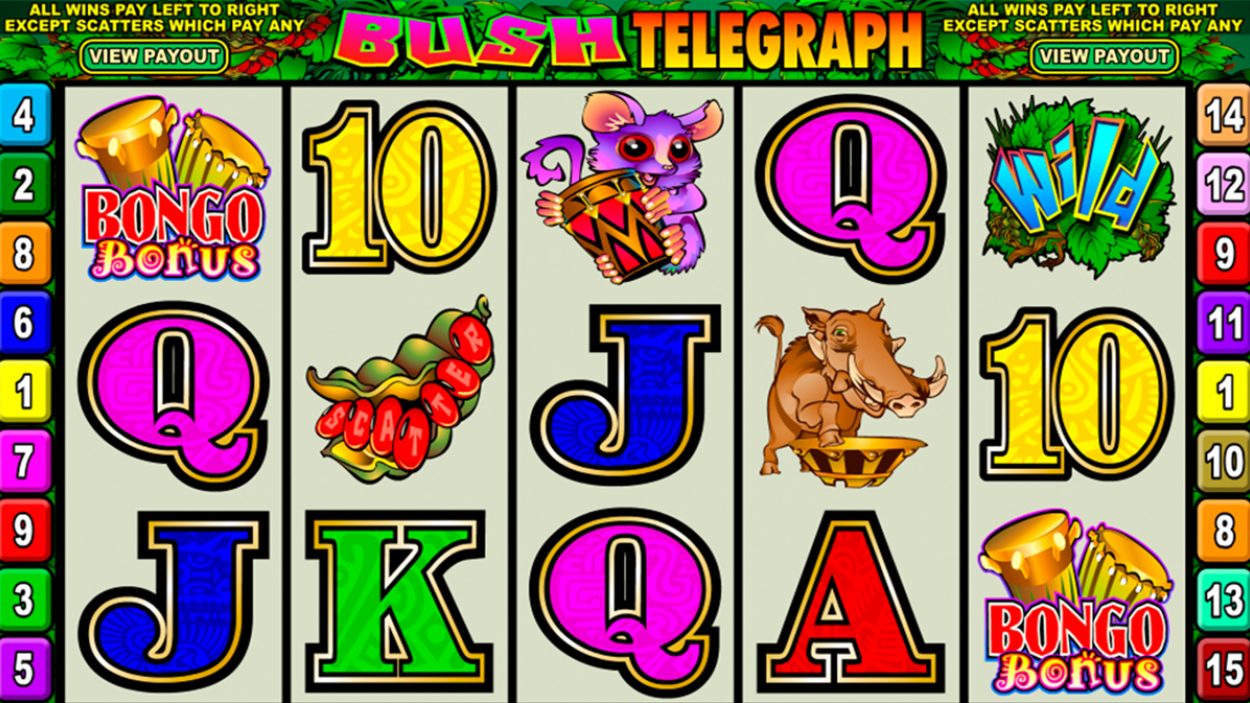Title screen for Bush Telegraph slot game