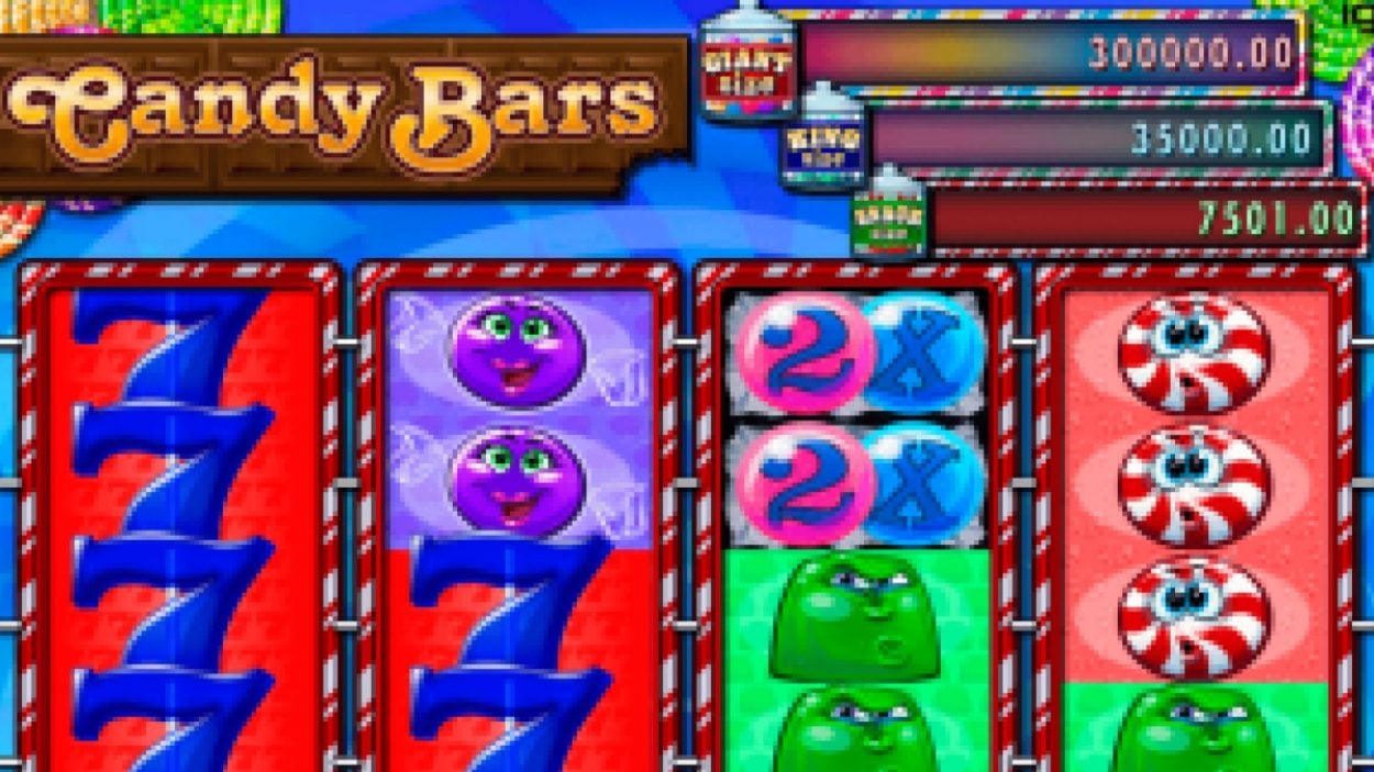 Title screen for Candy Bars Slots Game