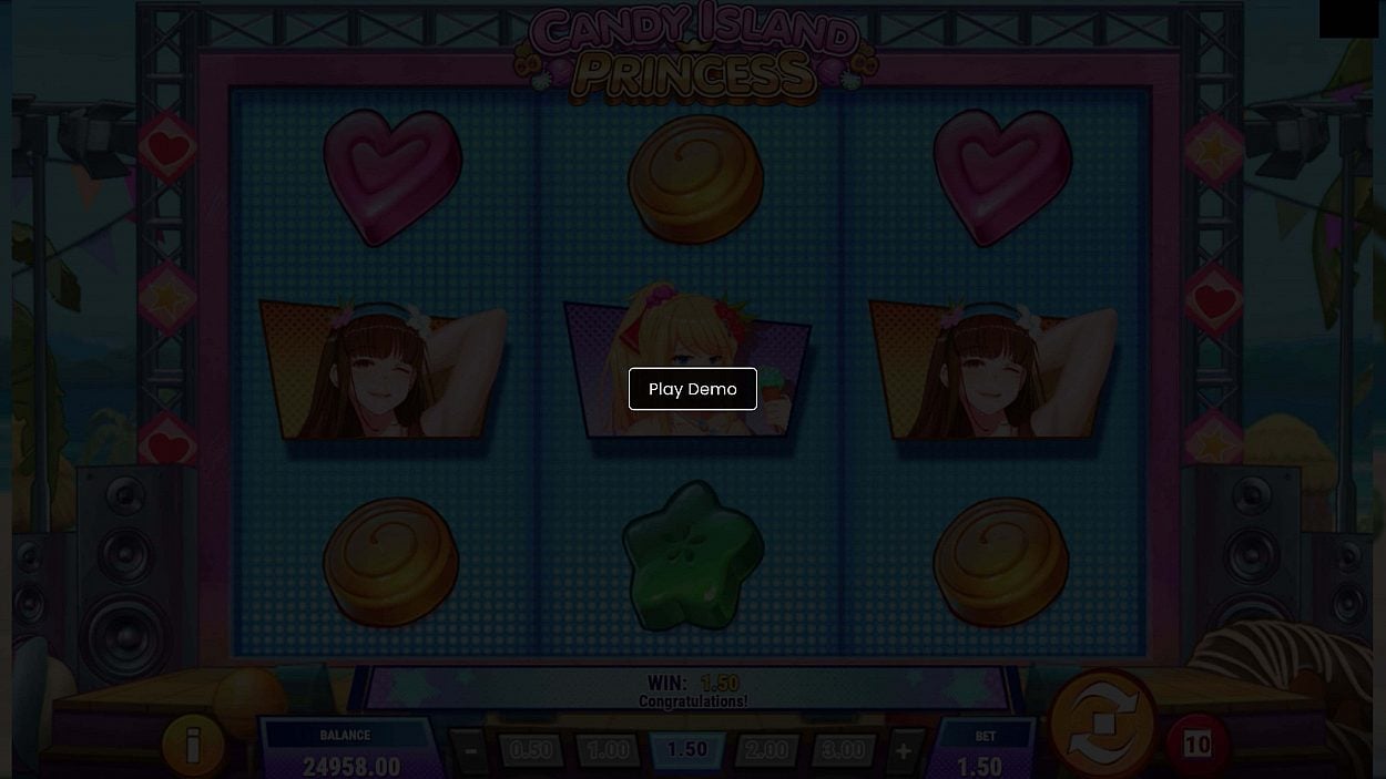 Title screen for Candy Island Princess slot game
