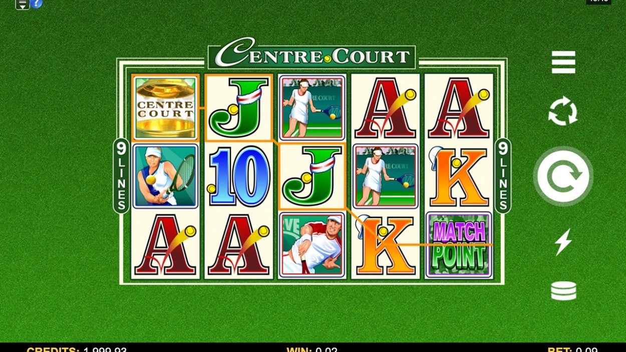 Title screen for Centre Court slot game