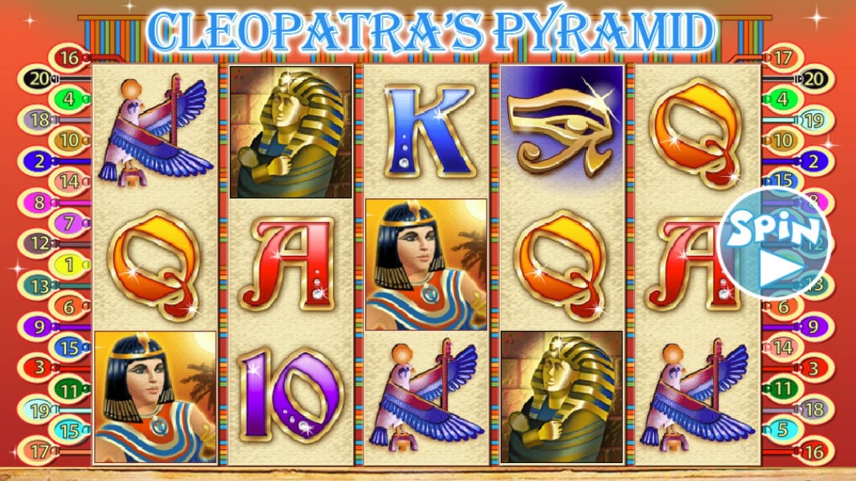 Title screen for Cleopatra's Pyramid slot game