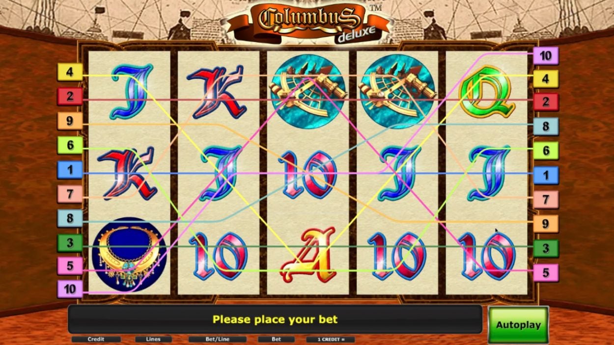 Title screen for Columbus slot game