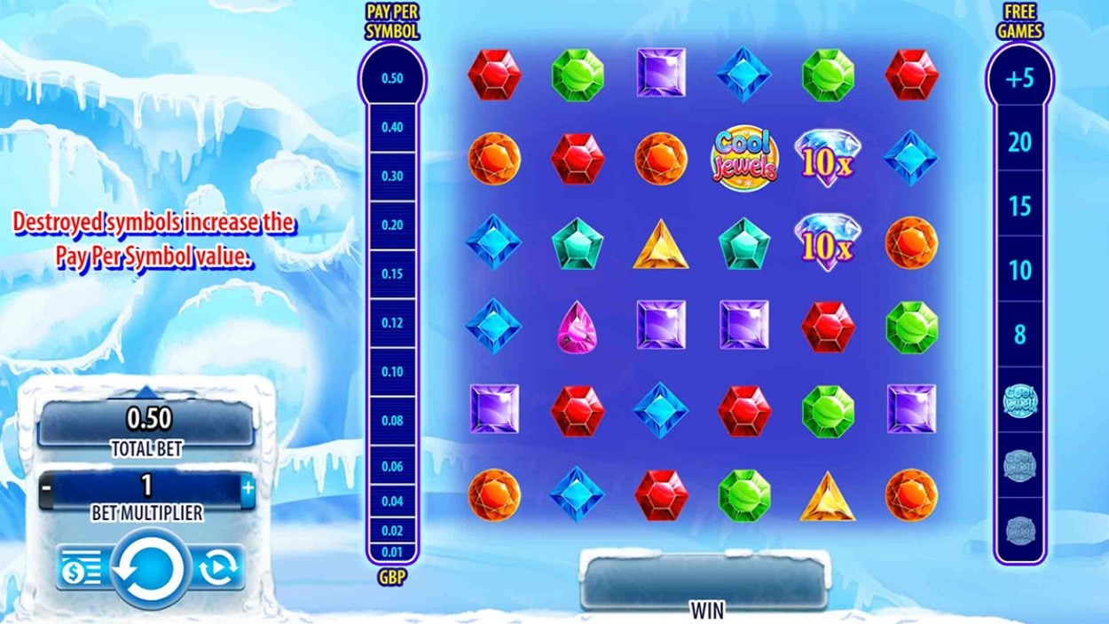 Title screen for Cool Jewels Slots Game