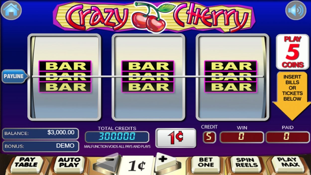 Title screen for Crazy Cherry Slots Game