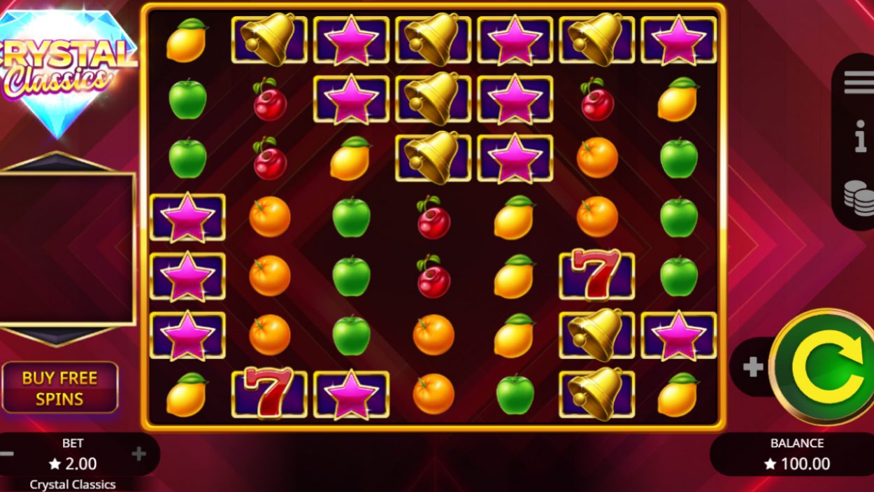 Title screen for Crystal Classics slot game