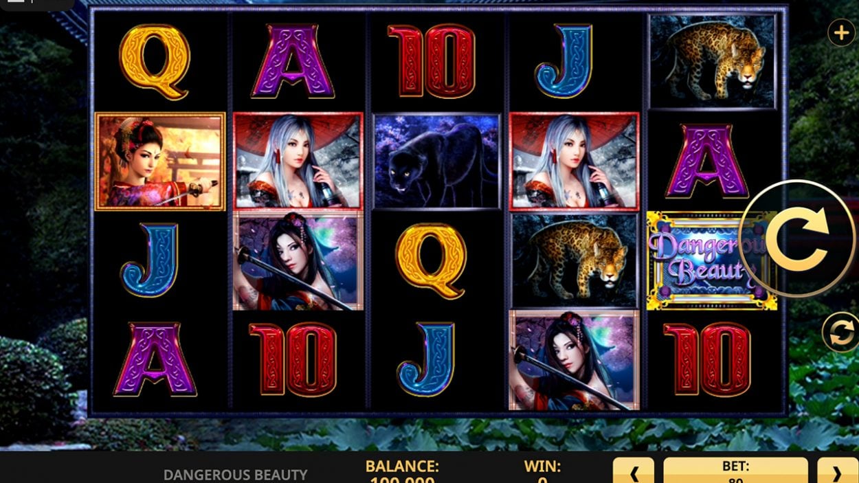Title screen for Dangerous Beauty slot game