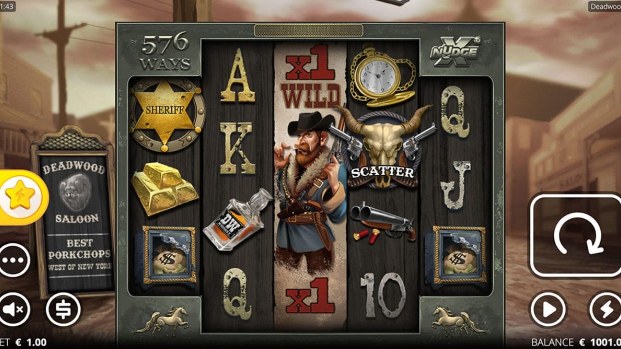 Title screen for Deadwood slot game