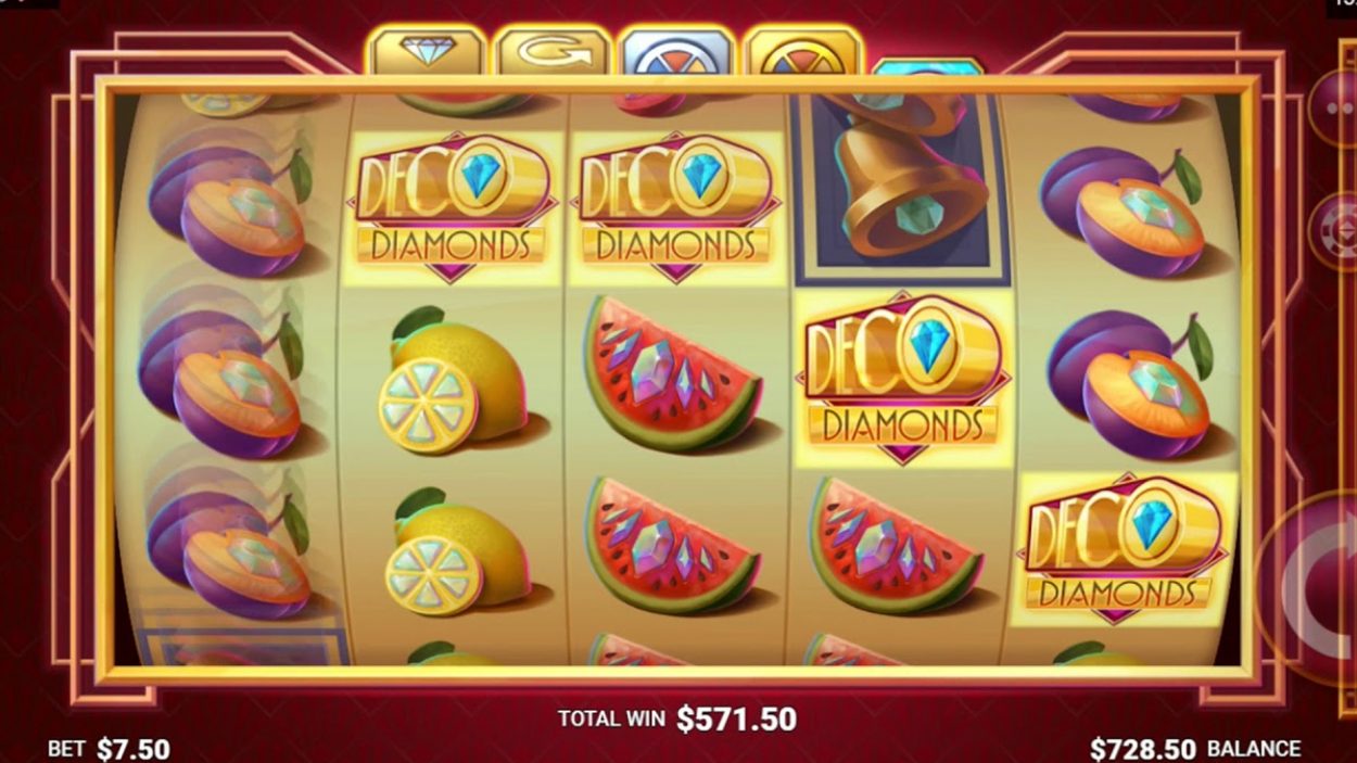 Title screen for Deco Diamonds Slots Game