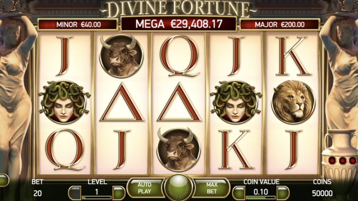 Title screen for Divine Fortune slot game