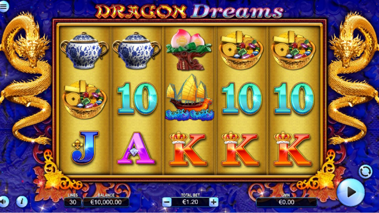 Title screen for Dragon Dreams slot game