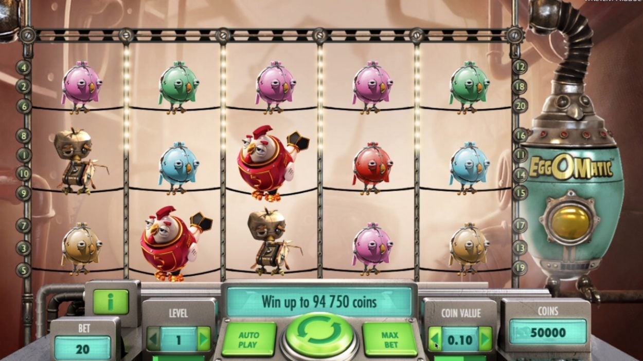 Title screen for EggOMatic slot game
