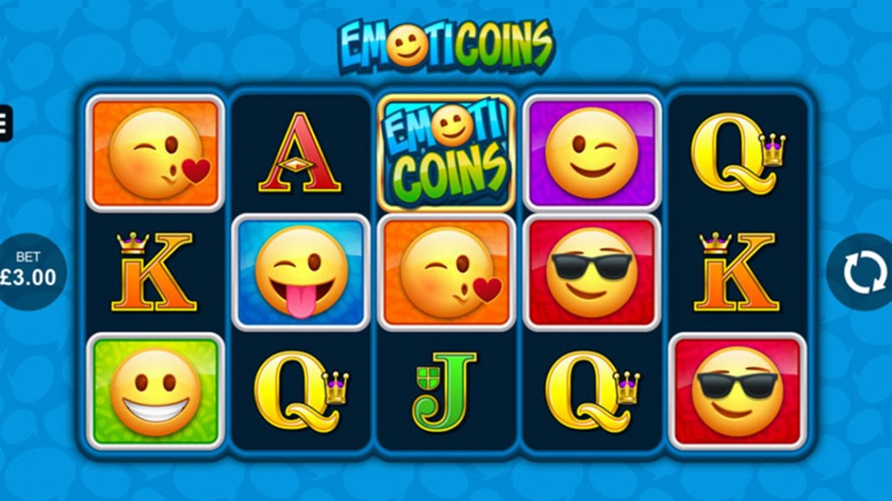 Title screen for Emoti Coins Slots Game