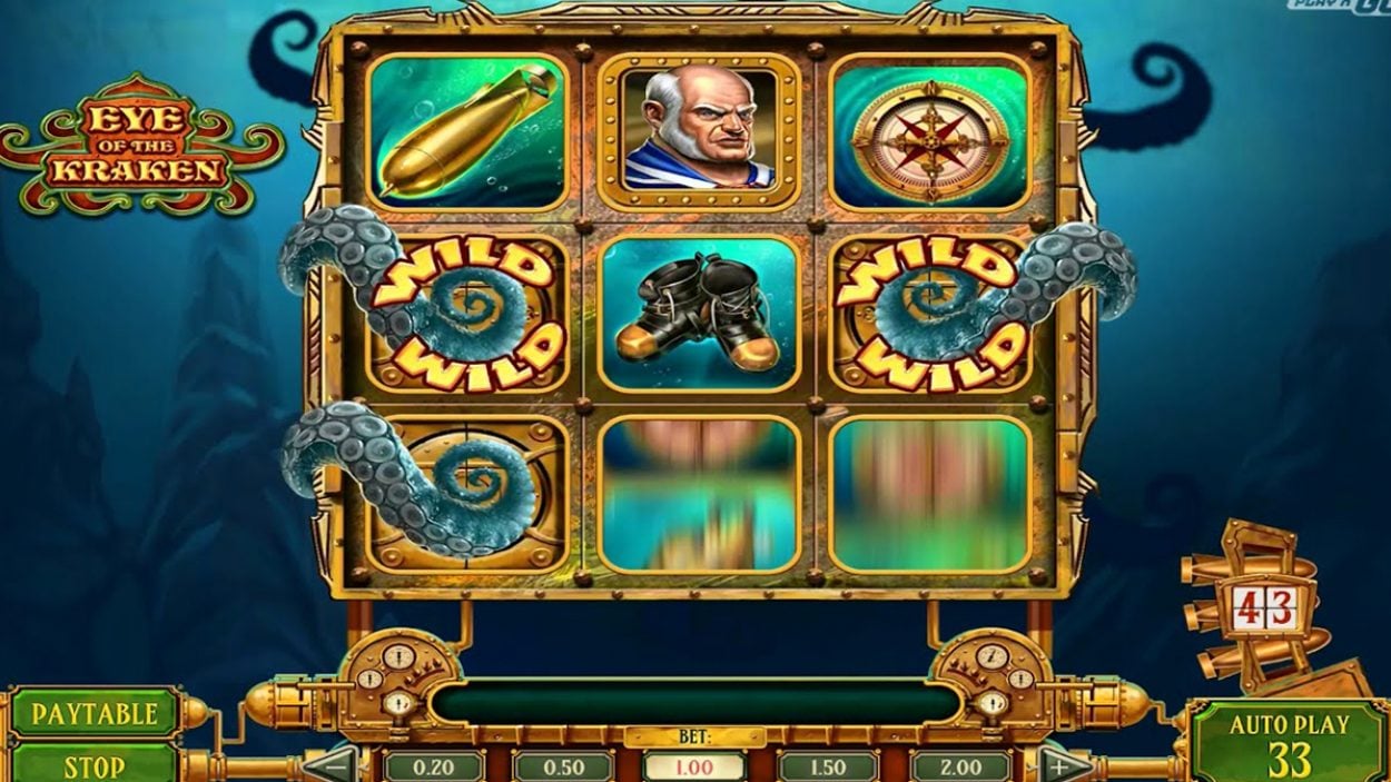 Title screen for Eye Of The Kraken Slots Game