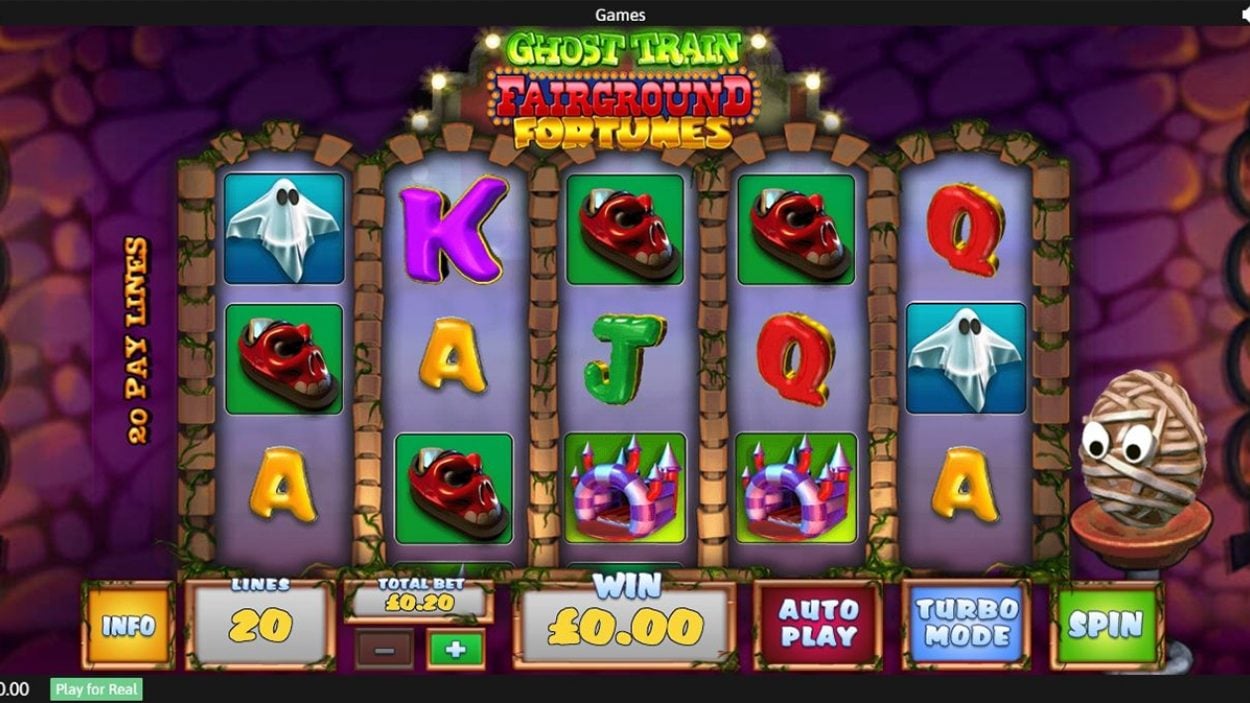 Title screen for Fairground Fortunes Ghost Train Slots Game