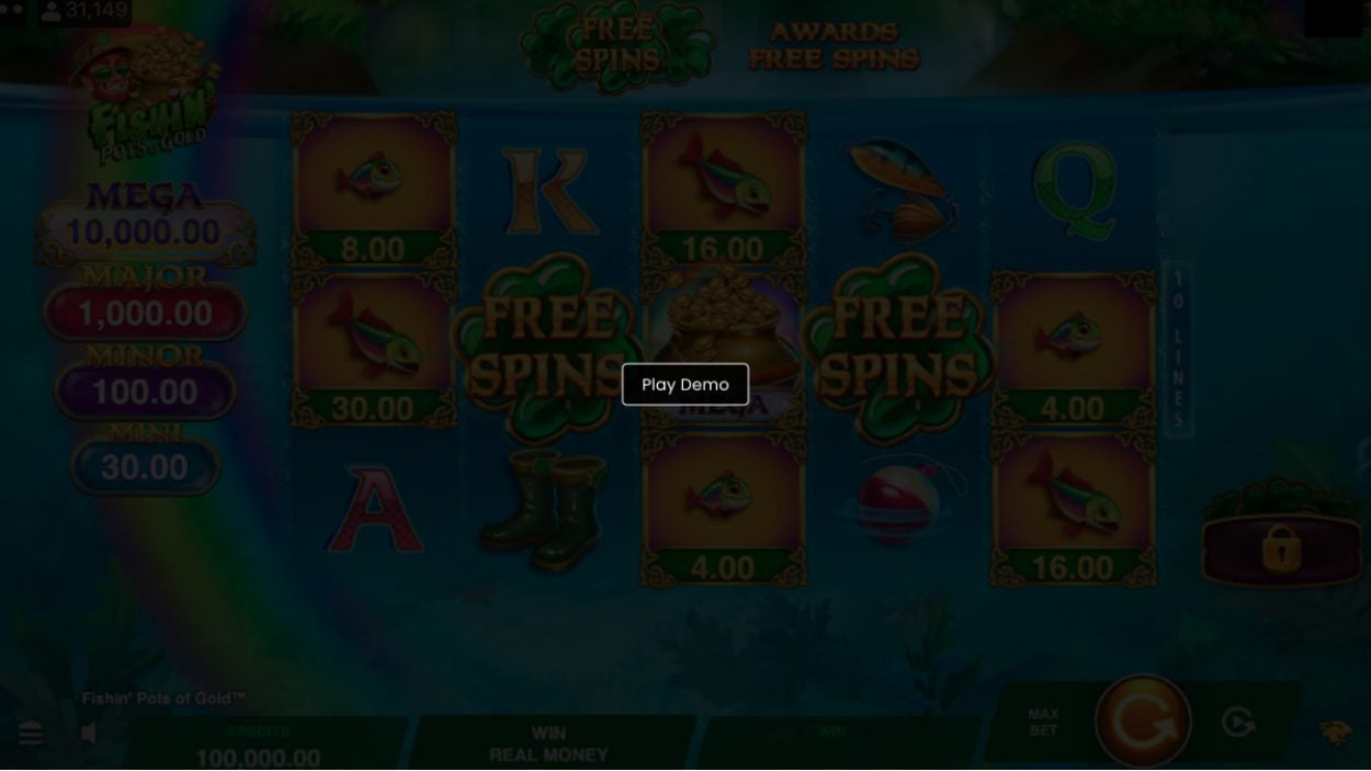Title screen for Fishin' Pots of Gold slot game