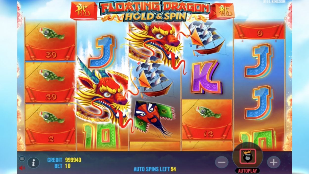 Title screen for Floating Dragon slot game