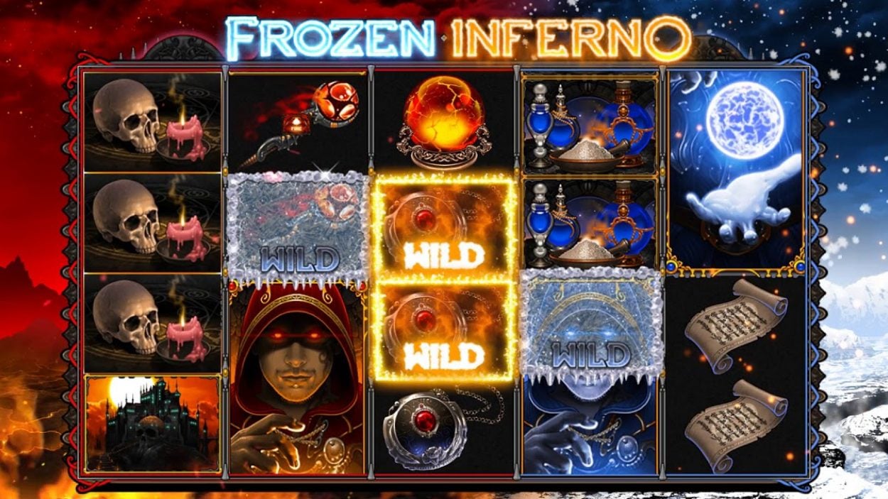 Title screen for Frozen Inferno Slots Game