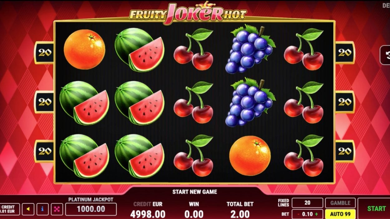 Title screen for Fruity Joker Hot slot game