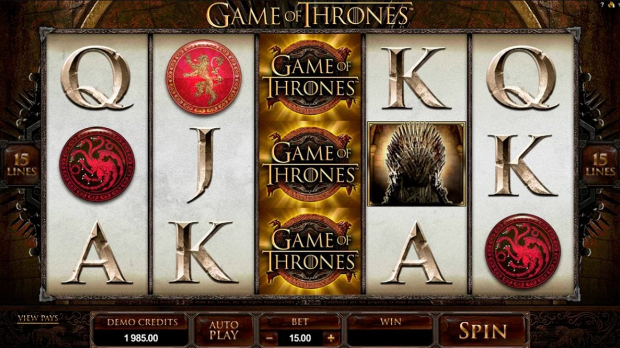 Title screen for Game of Thrones 15 Payline Slots Game