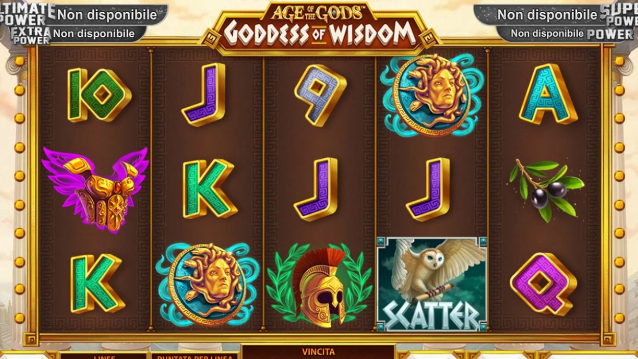 Title screen for Goddess Of Wisdom Slots Game