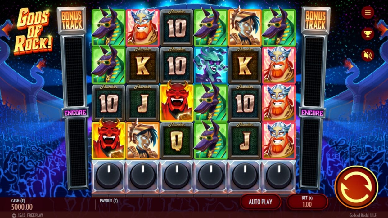 Title screen for Gods of Rock slot game