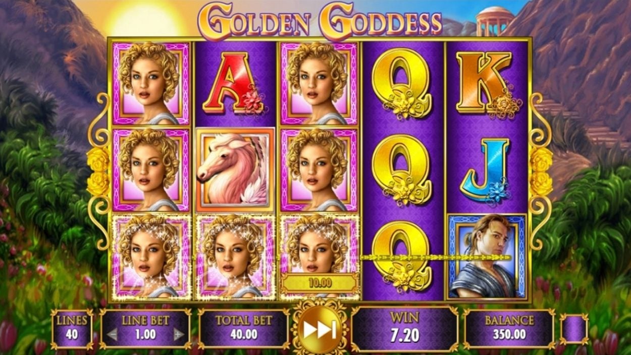 Title screen for Golden Goddess slot game