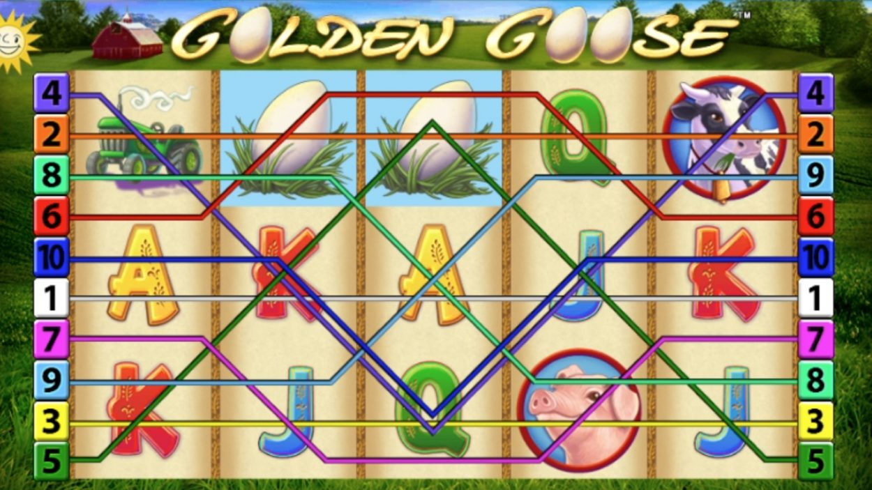 Title screen for Golden Goose slot game