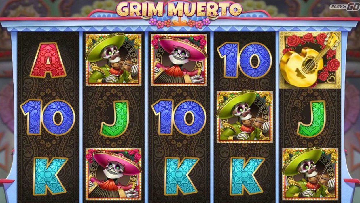 Title screen for Grim Muerto slot game