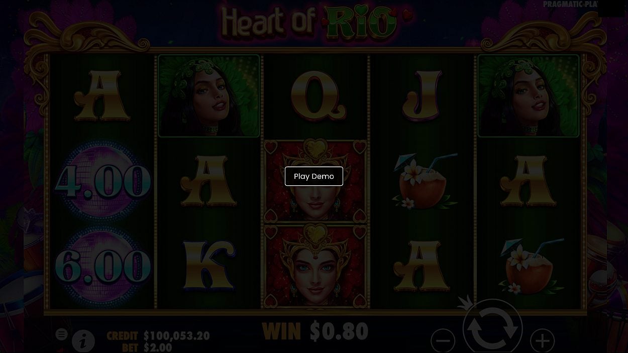 Title screen for Heart of Rio slot game