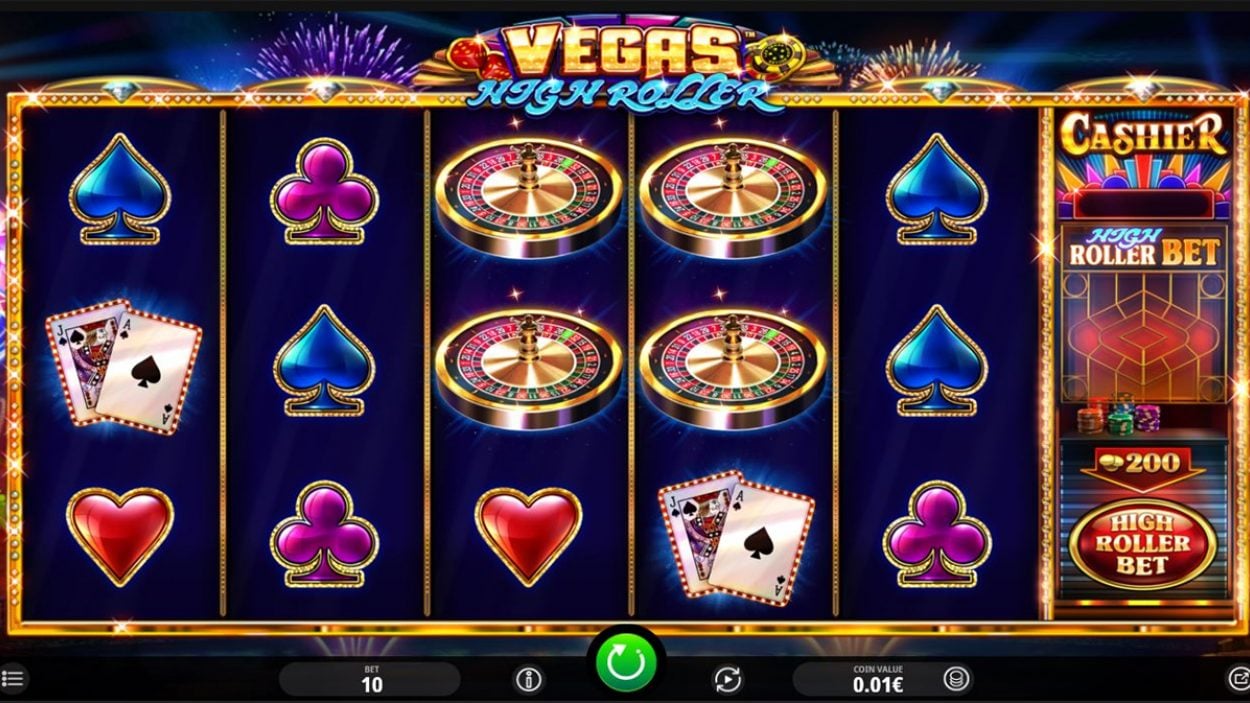 Title screen for High Roller slot game
