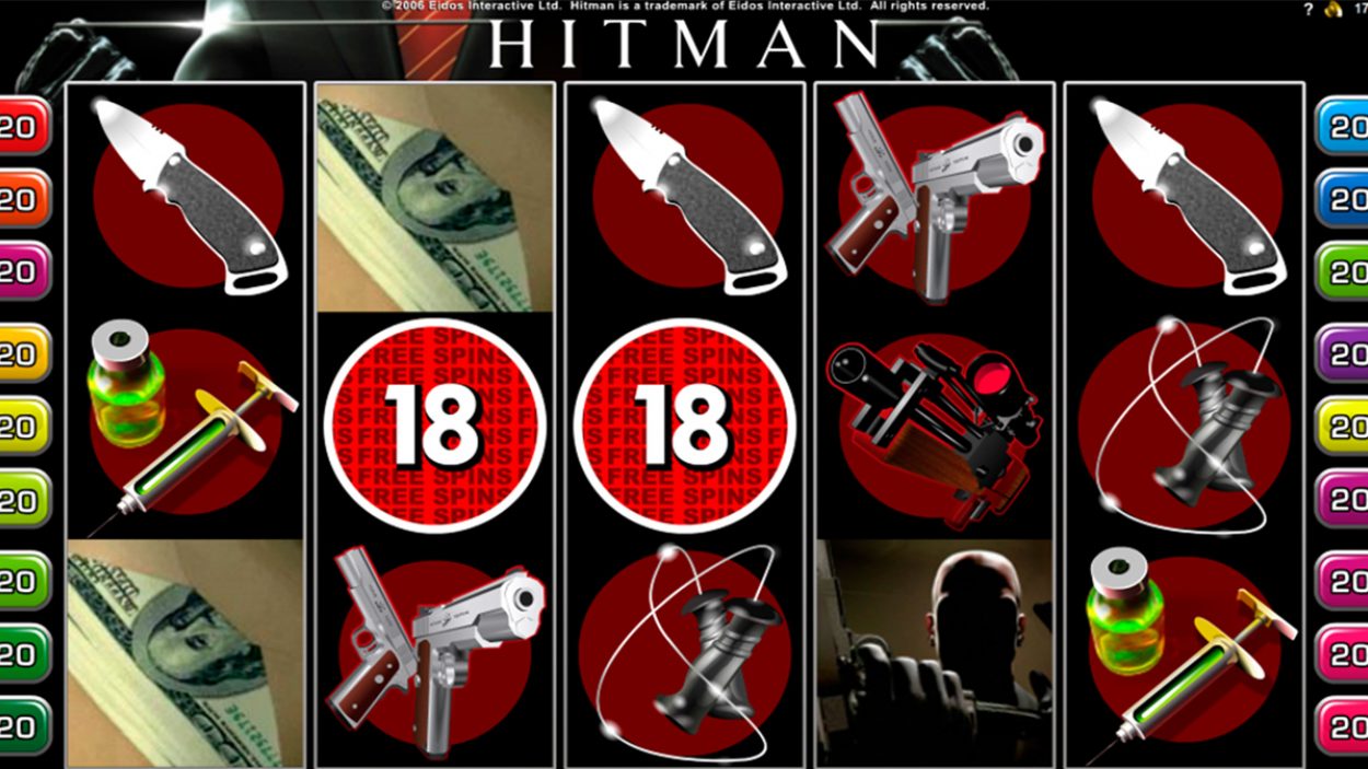 Title screen for Hitman Slots Game