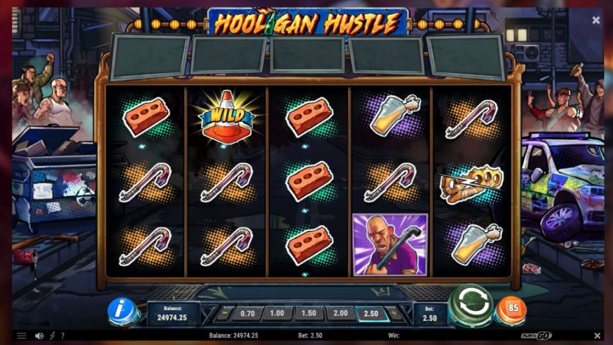 Title screen for Hooligan Hustle slot game
