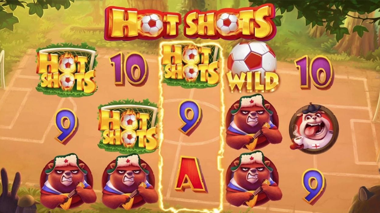 Title screen for Hot Shots slot game