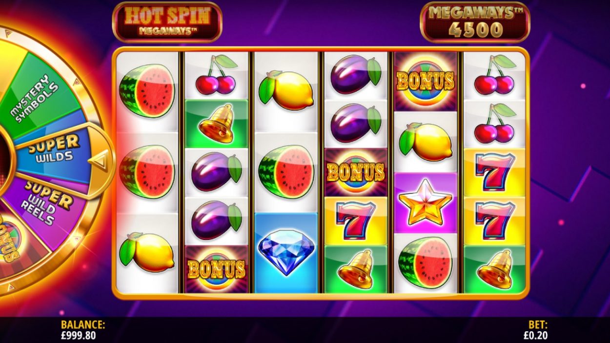 Title screen for Hot Spin MegaWays slot game