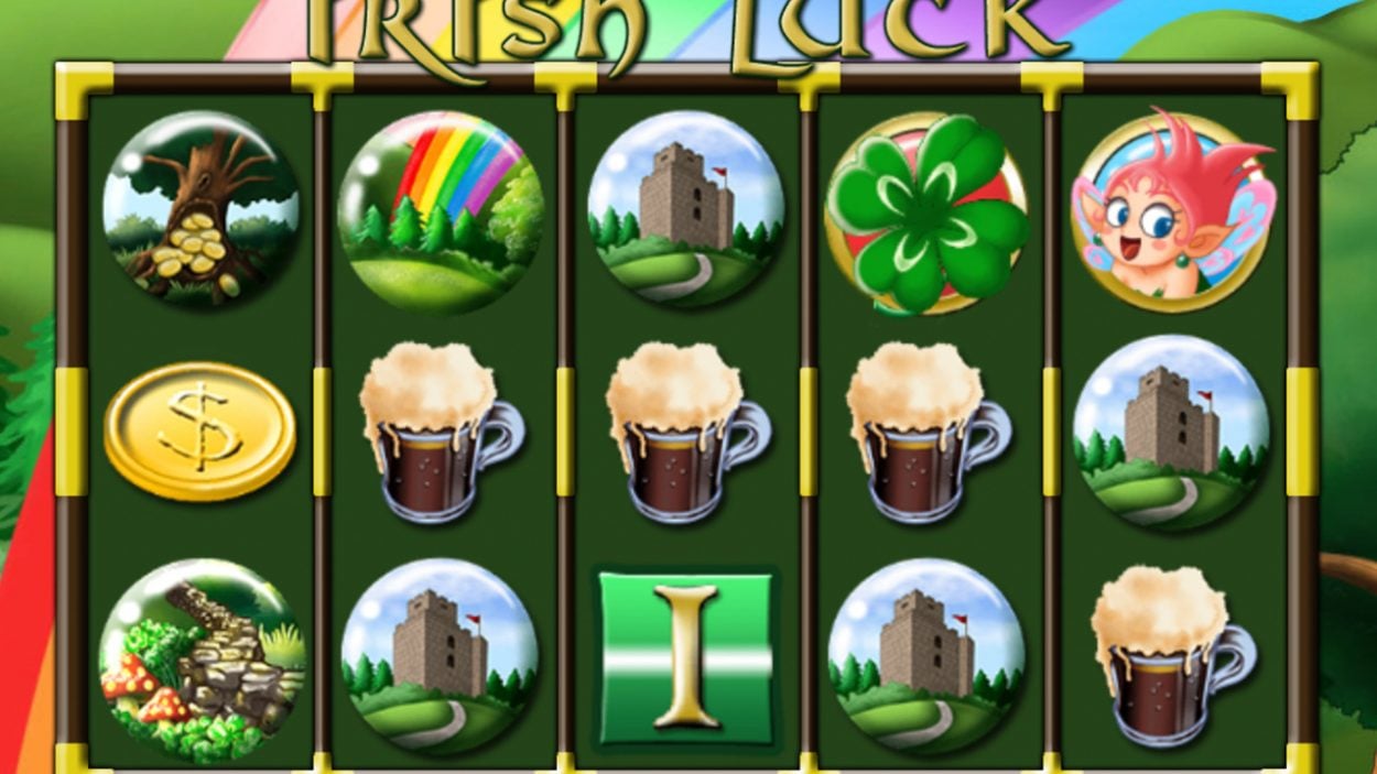 Title screen for Irish Luck slot game