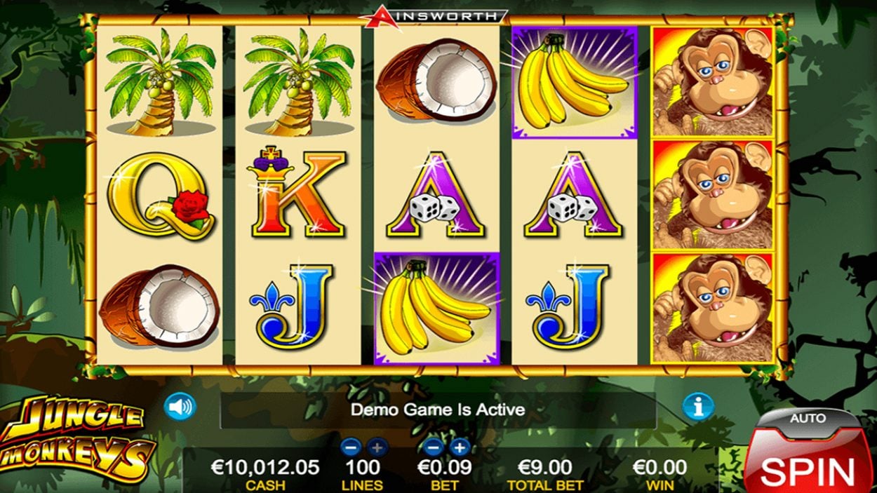 Title screen for Jungle Monkeys slot game