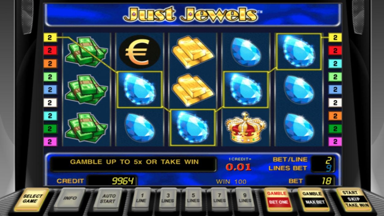 Title screen for Just Jewels slot game