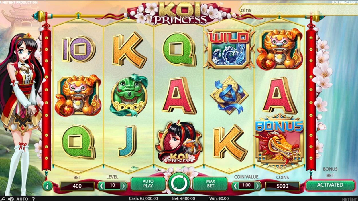 Title screen for Koi Princess slot game