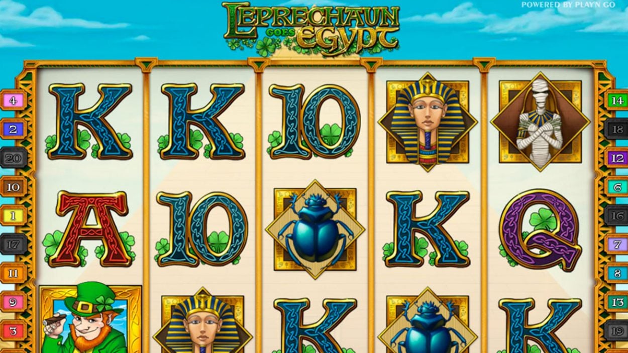 Title screen for Leprechaun Goes Egypt Slots Game