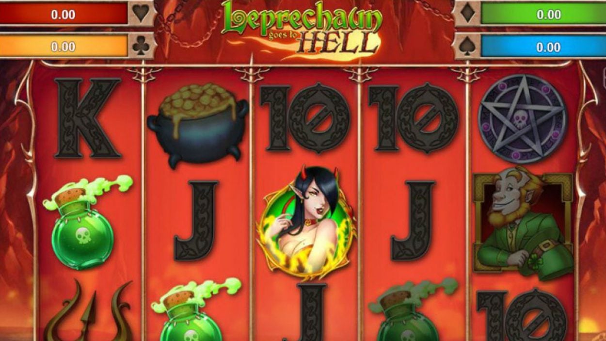 Title screen for Leprechaun Goes To Hell Slots Game