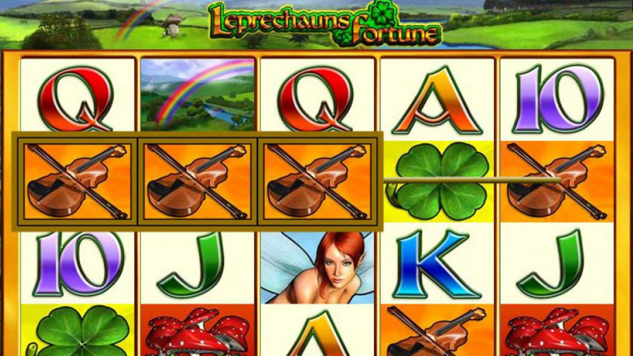 Title screen for Leprechaun's Fortune slot game