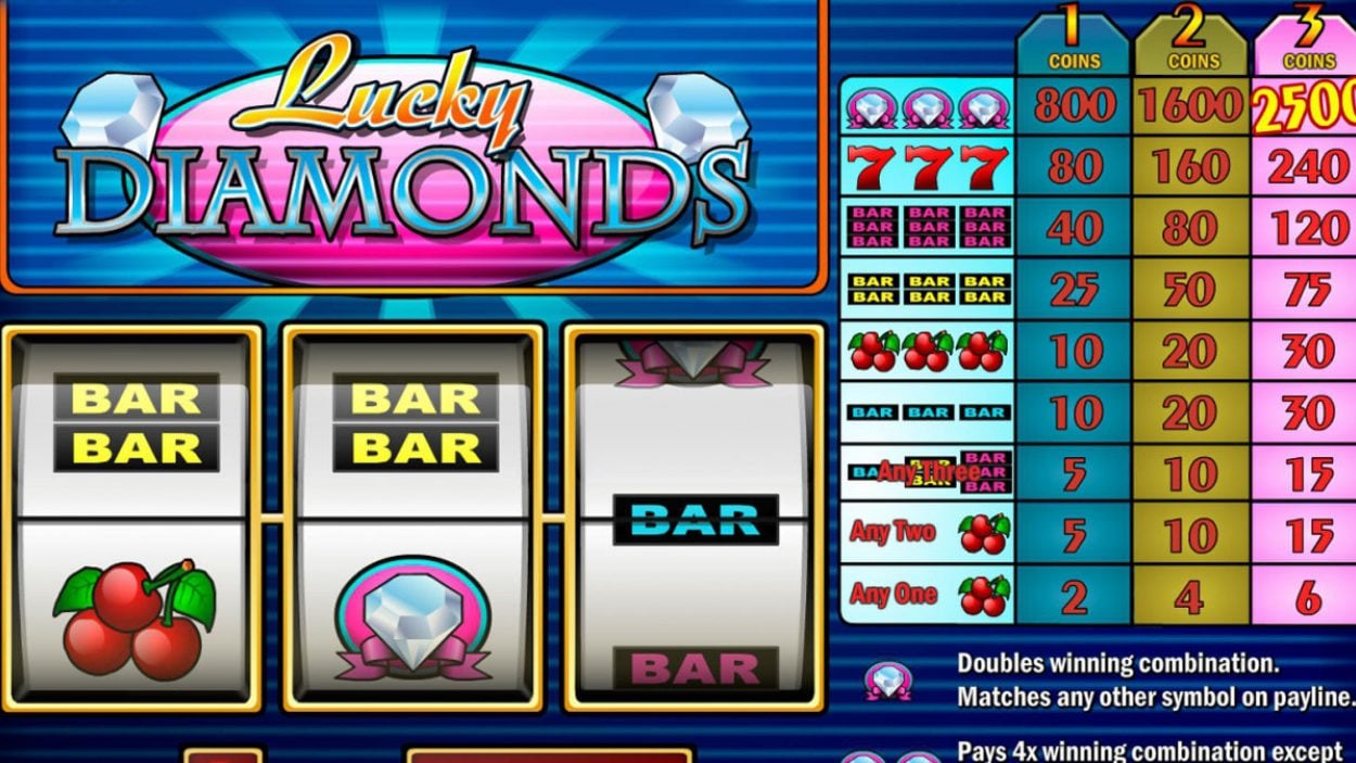 Title screen for Lucky Diamonds slot game